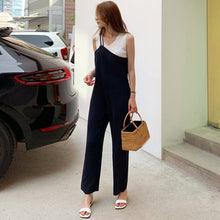 Load image into Gallery viewer, Office Ladies Korean Japan Style Black Jumpsuits Women Plus Size Loose Casual Wide Legs Backless Female Elegant Rompers