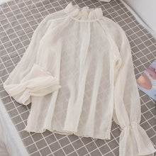 Load image into Gallery viewer, Shirts Women Chiffon Solid Kawaii Turtleneck Flare Sleeve Shirt Trendy Womens All-match Korean Style Elegant Chic Blouses Cute