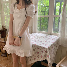 Load image into Gallery viewer, Dress Short Sleeve Solid Simple V-neck Elegant Slim Sweet Kawaii Korean Style All-match Womens Trendy Summer New Leisure Ulzzang