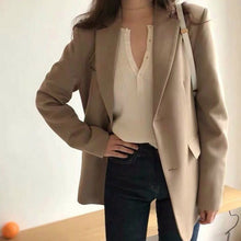 Load image into Gallery viewer, Blazers Womens Solid Single Breasted Fashion Slim Casual Ladies Pockets Korean Style Elegant Chic Female Jackets Newest Spring