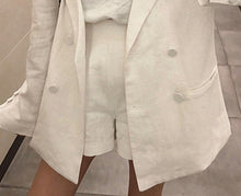 Load image into Gallery viewer, LANMREM Spring Summer 2020 New Korean white blazers cotton and linen loose slim thin style office lady clothes shorts suit YJ535
