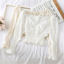 Load image into Gallery viewer, Blouses Women V-Neck Long Sleeve Solid Hollow Out Breathable Korean Style Fashion Leisure 2020 Womens Elegant Vintage Streetwear
