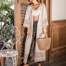 Load image into Gallery viewer, Korean Style Women Casual Loose Bikinis Beach Cape Cover Ladies Vocation Long Sleeve Beach Tunic Printed Cardigan Beach Pareo
