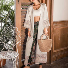 Load image into Gallery viewer, Korean Style Women Casual Loose Bikinis Beach Cape Cover Ladies Vocation Long Sleeve Beach Tunic Printed Cardigan Beach Pareo
