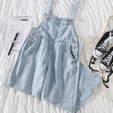 Load image into Gallery viewer, Jumpsuits Women Loose Pockets Denim Ankle-length Solid Button Retro Korean Style Chic Fashion Daily Casual Womens All-match Soft
