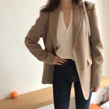 Load image into Gallery viewer, Blazers Womens Solid Single Breasted Fashion Slim Casual Ladies Pockets Korean Style Elegant Chic Female Jackets Newest Spring
