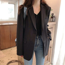 Load image into Gallery viewer, Blazers Womens Solid Single Breasted Fashion Slim Casual Ladies Pockets Korean Style Elegant Chic Female Jackets Newest Spring
