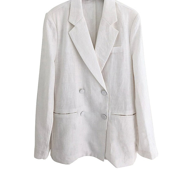 LANMREM Spring Summer 2020 New Korean white blazers cotton and linen loose slim thin style office lady clothes shorts suit YJ535