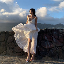 Load image into Gallery viewer, Beachwear For Women Beach Suit Cover-Ups Korean Ins New Neck Halter Skirt Sexy Backless Hollow Dress Solid Cotton Fmzxg Tunic
