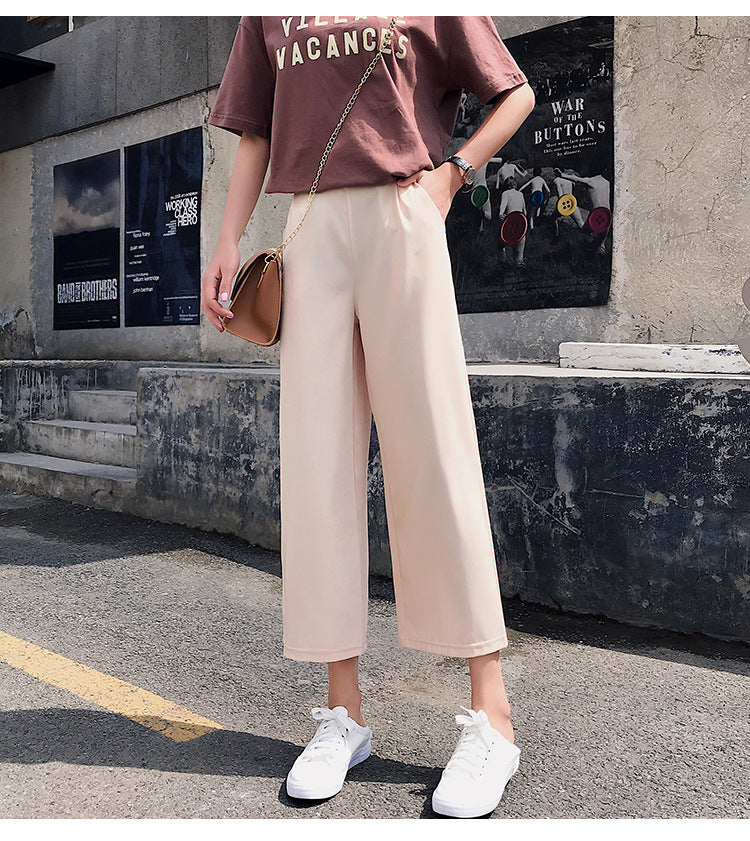 Chiffon Loose Pants Women's Spring And Summer Thin Capri Knit Pants Slimming High-waisted Korean-style Drape Pendant Sense Strai