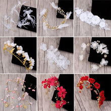 Load image into Gallery viewer, Headdress New Glorious Korean Style MORI Series Flower Garland Wedding Dress White Hair Accessories Studio Marriage Accessories
