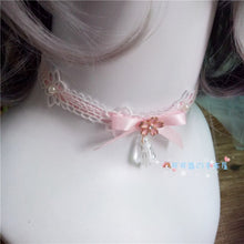 Load image into Gallery viewer, cute sweet Japanese and Korean family pink side hair clip ancient style Han clothing chain girl hair clip lolita headpiece
