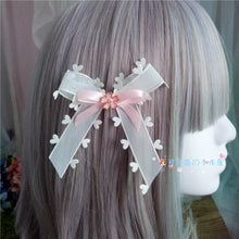 Load image into Gallery viewer, cute sweet Japanese and Korean family pink side hair clip ancient style Han clothing chain girl hair clip lolita headpiece
