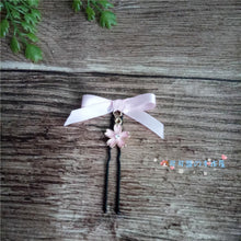 Load image into Gallery viewer, cute sweet Japanese and Korean family pink side hair clip ancient style Han clothing chain girl hair clip lolita headpiece
