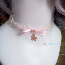 Load image into Gallery viewer, cute sweet Japanese and Korean family pink side hair clip ancient style Han clothing chain girl hair clip lolita headpiece
