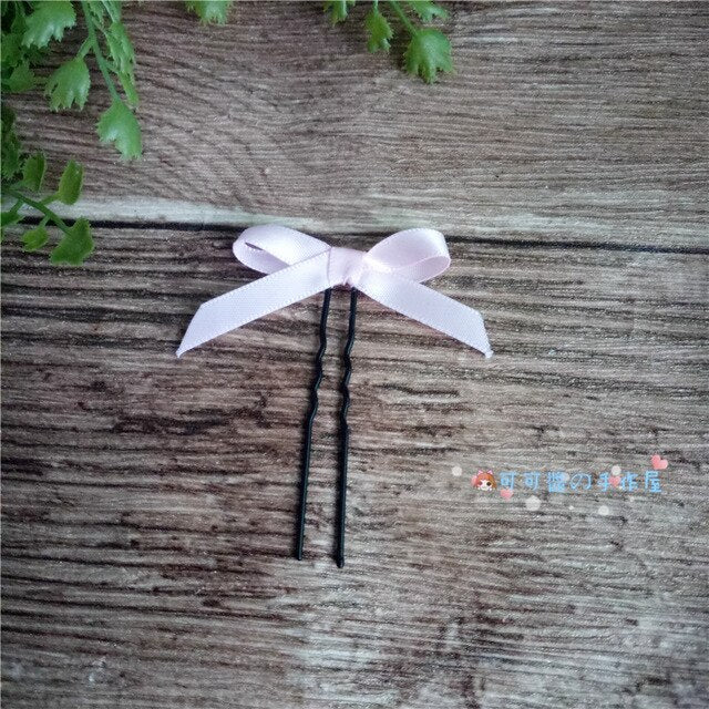 cute sweet Japanese and Korean family pink side hair clip ancient style Han clothing chain girl hair clip lolita headpiece